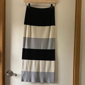 Timing Black, Cream, and Gray Striped Pencil Skirt